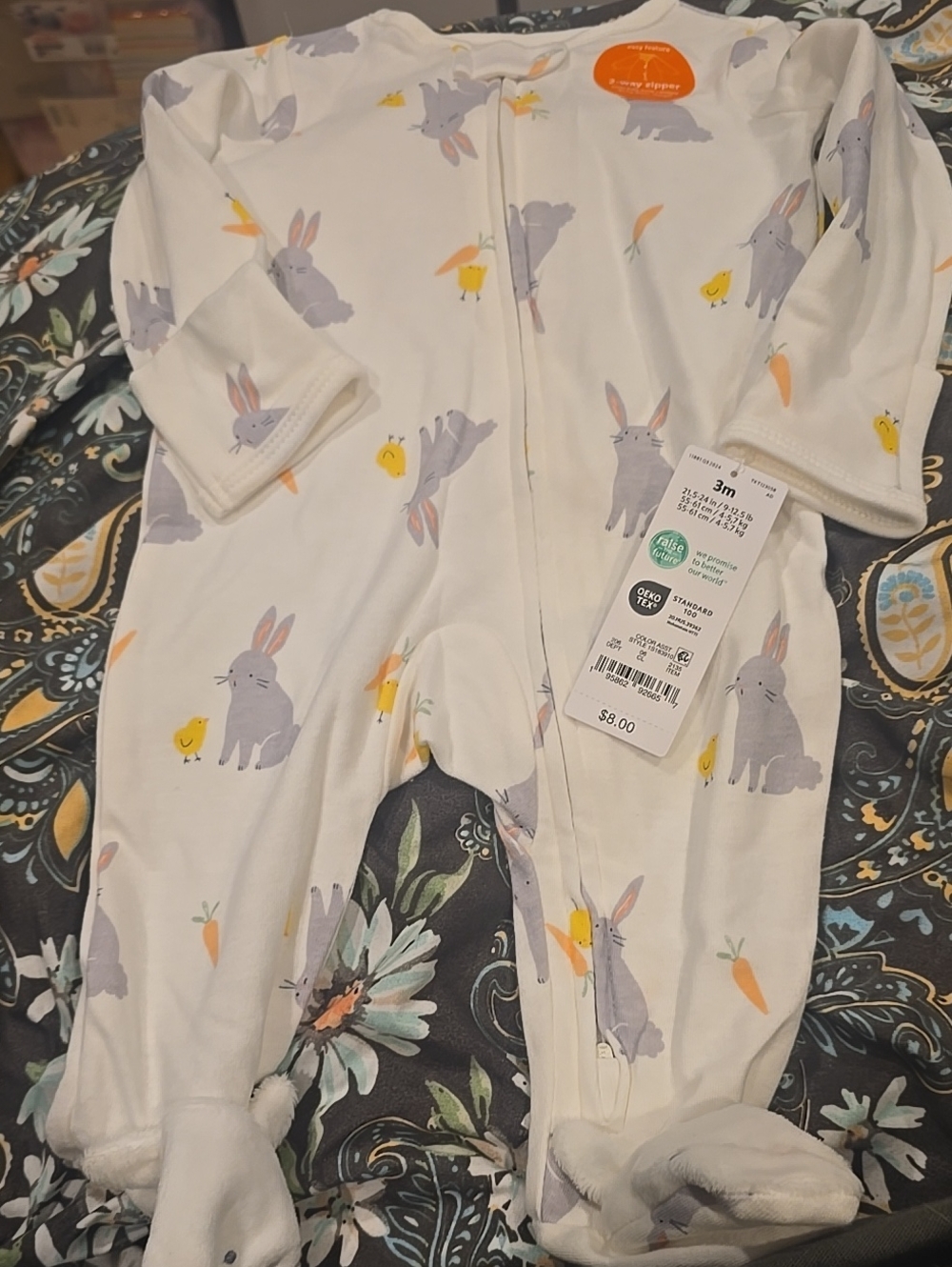 ❤️10/$40 New Bunny Rabbit Carters Feetie Pajamas